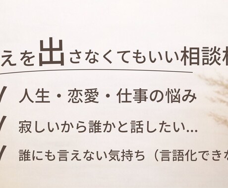 あなたの感情と言葉を整える1時間にします 誰にも言えない本音、まとまらない感情、ここで話せます イメージ2