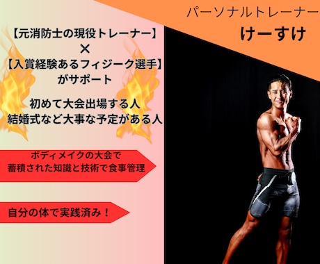 大会、結婚式などガッツリ管理の減量サポートします 【本気で変わりたい方限定】大会・結婚式に向けた短期集中 イメージ1