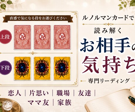 お相手の気持ちに特化したリーディングします あなた自身がカードを選ぶ参加型リーディング イメージ1