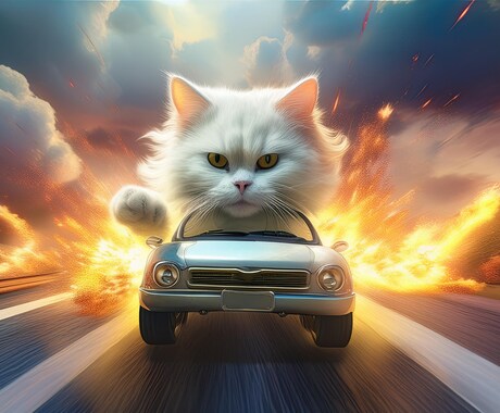 画像を売ります 暴走ねこがハイウェイを車でぶっ飛ばす画像。 イメージ1