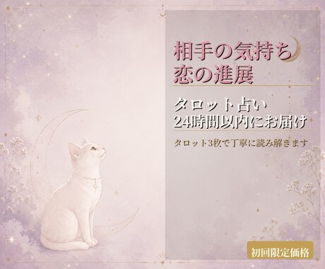 相手の気持ち＋恋の進展を24時間以内にお届けします タロット3枚で恋愛の進展・相手の気持ちを丁寧に鑑定♡ イメージ1
