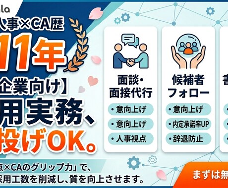人事×CA歴11年！幅広い業界で転職を支援します 美容・飲食・販売の経験を武器に！人事×CAが内定まで伴走 イメージ1