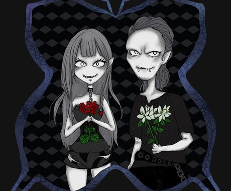 少しホラーなスクエアサイズのイラスト描きます SNSアイコンにオススメのイラストちょっぴりホラーに描きます イメージ1