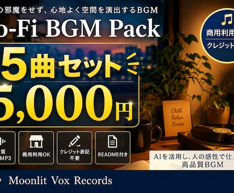 Lo-Fi BGM 5曲Packを販売します Lo-FiテイストのオリジナルBGM5曲セットです。 イメージ1
