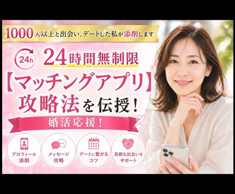1000人以上と出会い、デートした私が添削します 24時間無制限【マッチングアプリ】攻略法を伝授！婚活応援！ イメージ1