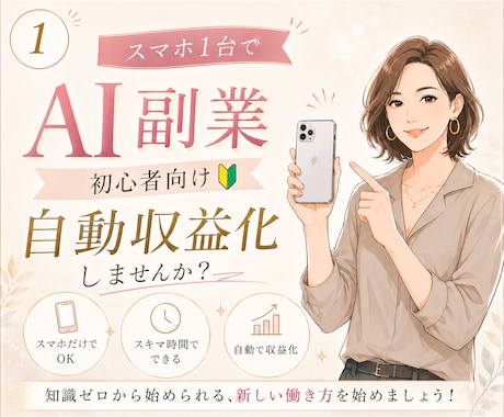 SNS迷子は卒業！AIで稼ぐ動線作れます 「私でもできた！」スマホ1台　AI副業術 イメージ1