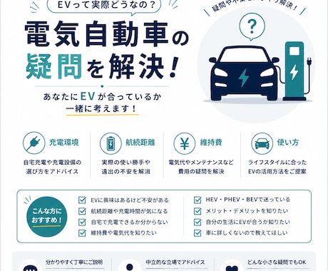 電気自動車のメリットデメリット一緒に考えます 充電・航続距離・維持費などEVの疑問を分かりやすく解説！ イメージ1