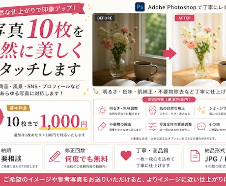 写真10枚を用途に合わせてレタッチします イメージ1