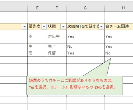 MTG議題管理とタスク管理を一元化します 議題・タスク・決定事項を“1つのExcel”で一元管理します イメージ1