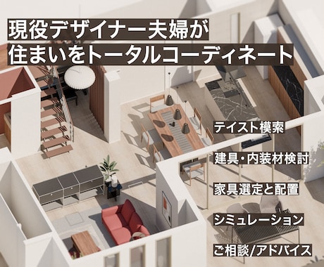 新築住宅のインテリアをトータルコーディネートします あなたの理想テイスト具体化から完成イメージのビジュアル化まで イメージ2