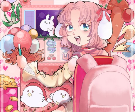 日常あるあるをガーリーに一枚絵描きます ペットの擬人化から日常のネガティブを可愛く再現できます イメージ2