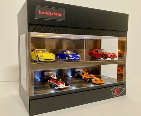 送料込み！ミニカーやミニチュアをお洒落に飾れます 完成品、照明付2層式ディスプレーBOX / ネオジオラマ イメージ2