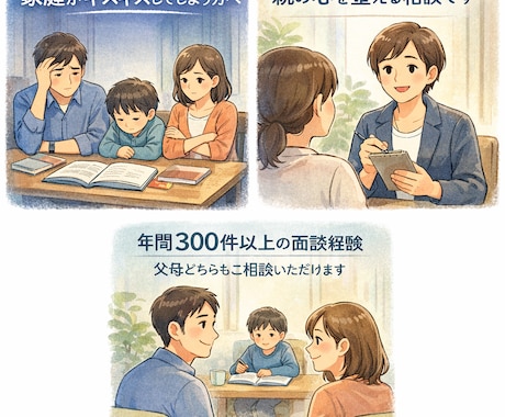叱らず・責めず・親の心を一緒に整えます 勉強の話で家庭がギスギスしてしまう方へ　相談に乗ります イメージ1