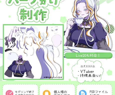 商用利用〇 パーツ分けイラストを制作します モデリングしやすいパーツ構成で、丁寧に制作します。 イメージ1