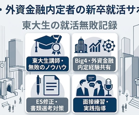 Big4・外資金融内定者が新卒就活をサポートします イメージ1
