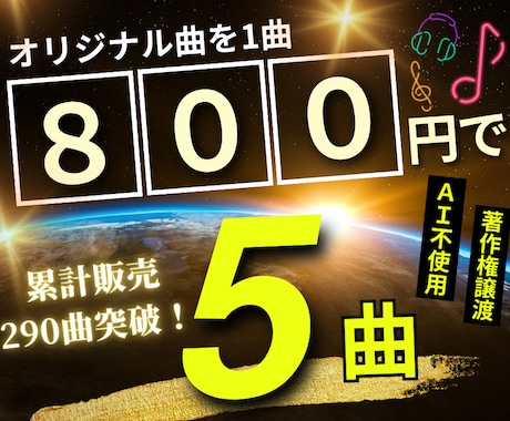 1曲800円×5曲！高品質BGMを格安で作曲します