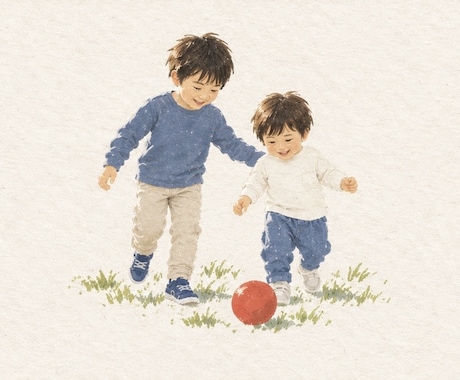恋人やお子様の写真をやさしい絵本風イラストにします 何気ない一瞬を、ずっと飾っておきたくなる一枚に。 イメージ2