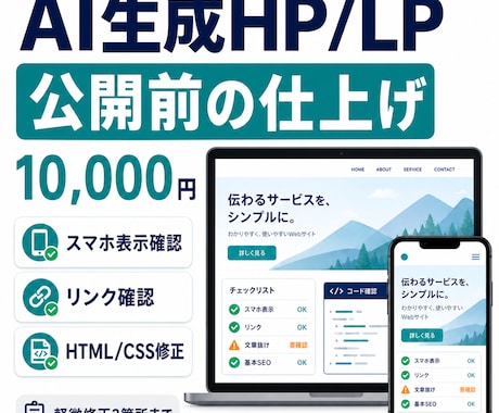 AIで作った1ページサイトを公開前に整えます イメージ1