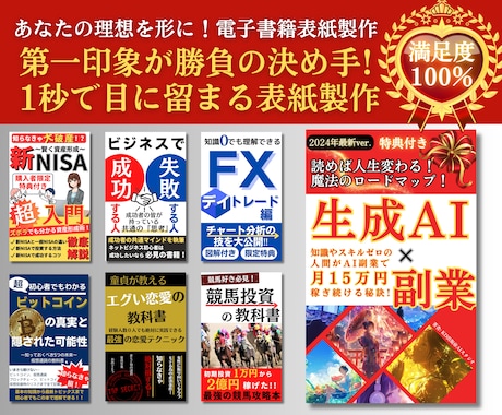 プロが製作！1秒で目に留まる電子書籍の表紙作ります 修正は無制限！あなたが納得いく作品作りをお手伝いします！ イメージ1