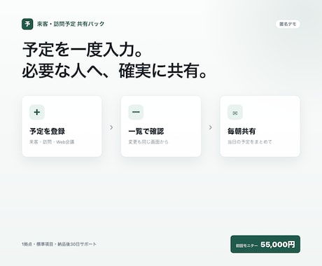 来客・訪問予定の社内共有をまとめて改善します Excel・メール・チャットへの二重入力を減らします イメージ1