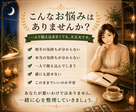 看護師30年タロットで悩みを紐解きます 悩みを紐解く、あなただけの鑑定書をお届けします。 イメージ2