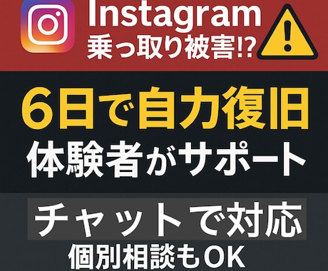 インスタ乗っ取りから復旧に向けて相談にのります 乗っ取られたら早めの対応を！1人では不安な方に伴走いたします イメージ1
