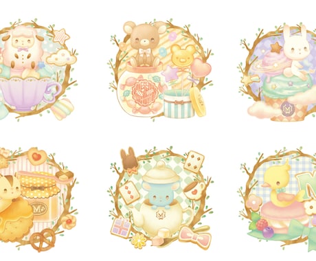 動物とお菓子のイラストを制作いたします イメージ1