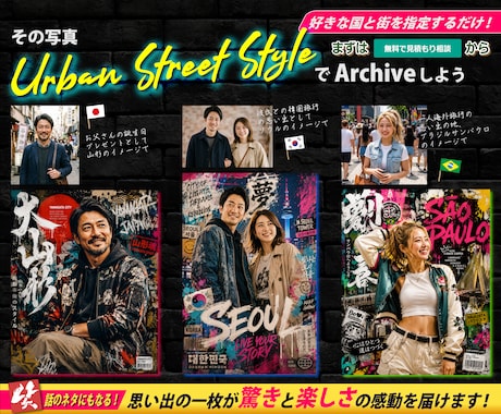 人物写真をクールなストリート風ポスターに加工します 写真1枚で映える！アーバンストリート風アートに変身します！ イメージ1