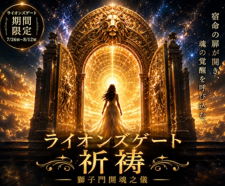 ライオンズゲートで宿命覚醒を祈祷します 恋愛・仕事・金運を開く特別祈祷を執行します イメージ1