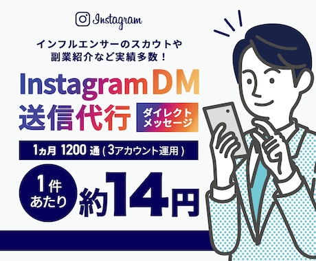InstagramのDM送信を代行いたします 月1200件DMを送信いたします！ イメージ1
