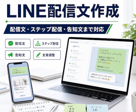 LINE配信用の文章を作成します 配信文・ステップ配信・告知文まで対応 イメージ1