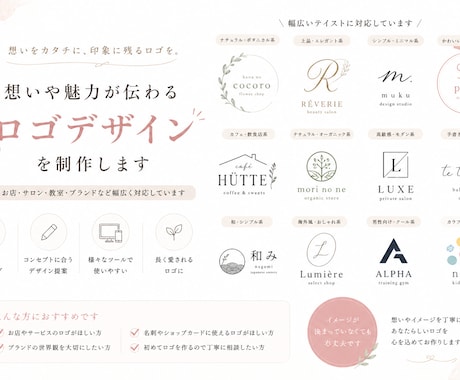 open価格！想いや雰囲気が伝わるロゴを作成します お店・サロン・教室・個人ブランドの印象づくりをお手伝いします イメージ2