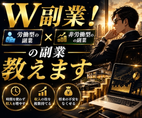 W副業！AI動画とお金持ちが隠す不労所得教えます 完全初心者OK！コピペAI動画と労働から抜け出す極秘ノウハウ イメージ1