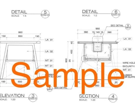 造作家具、インテリア、内装、建築図面が作成できます みなさんの手書きアイデアを、2DCADを使用して図面化します イメージ2