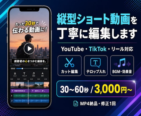 縦型ショート動画を丁寧に編集します YouTube・TikTok・リール対応 イメージ1