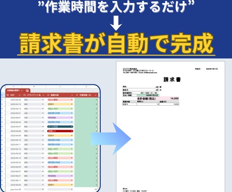 請求書作成を自動化するシート作成をサポートします 入力するだけで請求書が自動完成｜初心者OK イメージ2