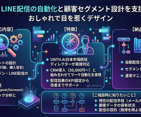 配信自動化と顧客設計をします 見込み客を逃さない自動配信とセグメントを実現 イメージ1