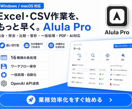 Excel・CSV作業効率化PCアプリを提供します イメージ1