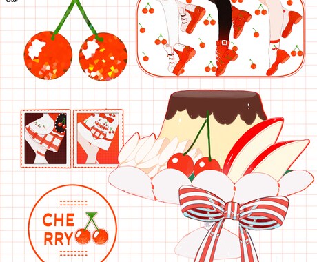 カラフルポップなアイテムイラストを描きます ミニキャラ、ロゴ風、植物、食べ物、雑貨等。 イメージ2