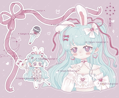 かわいいオリジナルのイラストを描きます ミニキャラ+普通頭身+小物セット！ イメージ2