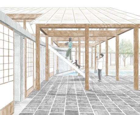 建築のパースを製作いたします 建築空間の魅力を手描きパースで表現します！ イメージ2