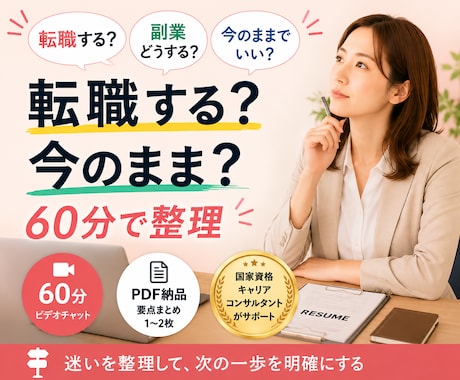 転職・副業のモヤモヤ整理しますます 迷いを言語化し、次の一歩を明確にします イメージ1