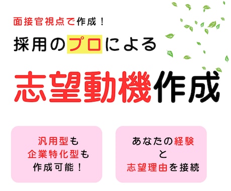 プロが作る“魅力の伝わる”志望動機を作成します 志望動機で第一印象をアップ！志望動機で差をつけます// イメージ1