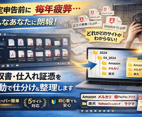 eBayネットショップ領収書PDF自動仕分けます 領収書ぐちゃぐちゃから卒業｜確定申告が楽になる自動整理ツール イメージ2