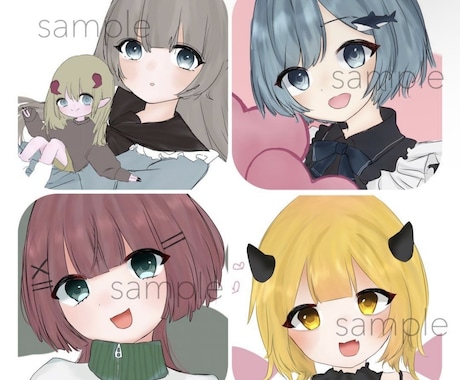 SNS、アイコン用のイラスト依頼募集しております 基本バストアップのイラストとなります イメージ2