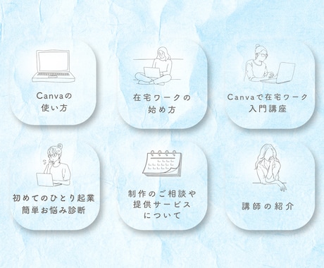 Canvaでラインリッチメニュー作ります 女性向けのシンプルなラインリッチメニューを作ります。 イメージ1