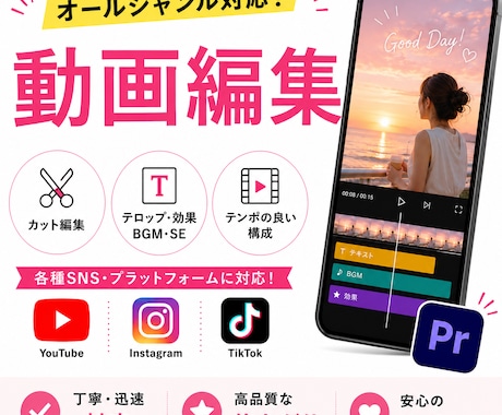 YouTubeやSNSの動画編集をします エンタメ系、ビシネス系、美容系などオールジャンル対応！ イメージ1