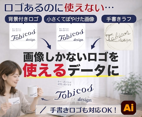 ロゴはあるのに使えない…を解決します ロゴ画像をIllcstratorデータ化・トレースします イメージ1