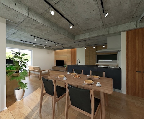 インテリア内観パースの作成をいたします 戸建て、マンション、店舗等ご要望に添ったパースを作成します イメージ2