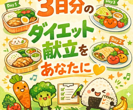 管理栄養士がダイエット用の3日分献立を作ります その方のライフスタイルに合わせた3日分のメニューを作ります。 イメージ1